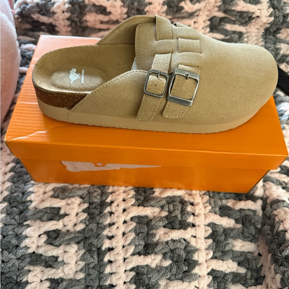 Rocket Dog Tan Mules with Buckle Detail